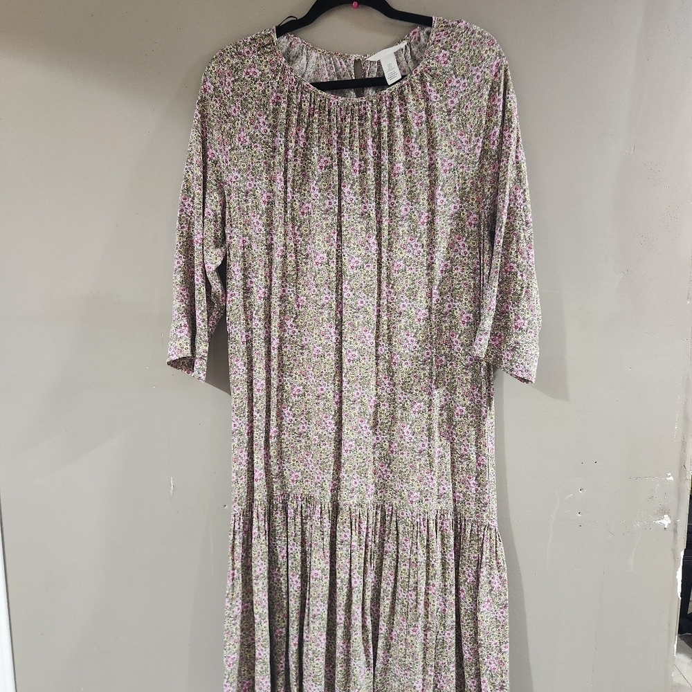 H&M floral print tiered maxi dress Sz S Boho Coastal Cowgirl